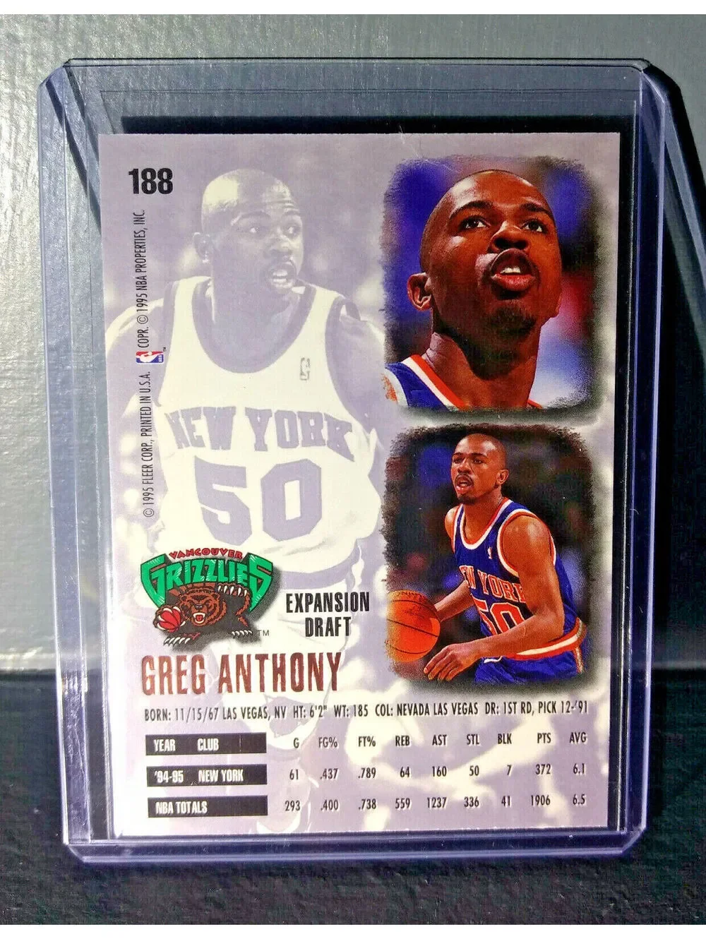 1995-96 Greg Anthony Fleer Ultra #188 Basketball Card